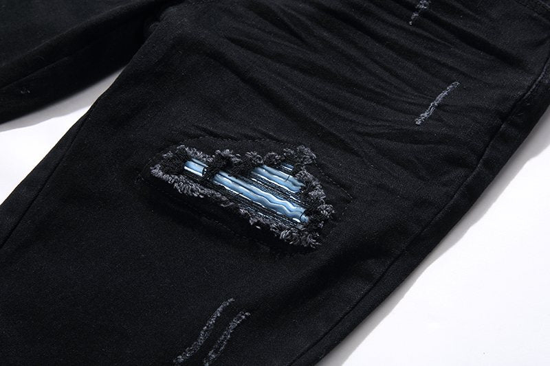 AMIRI Black Distressed Biker Jeans
