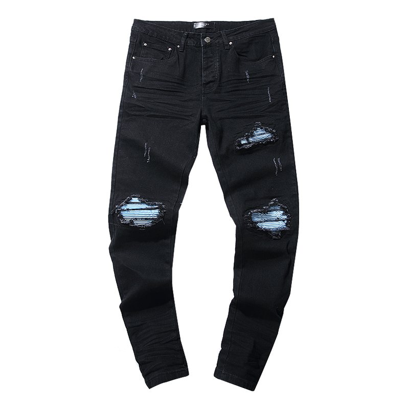 AMIRI Black Distressed Biker Jeans