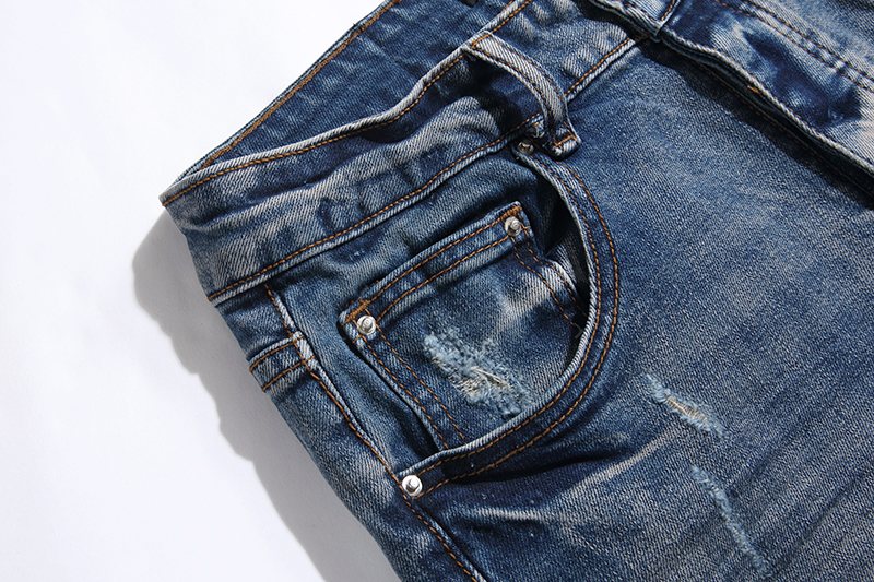 AMIRI Blue Washed Embroidered Jeans