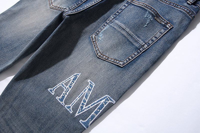 AMIRI Blue Washed Embroidered Jeans