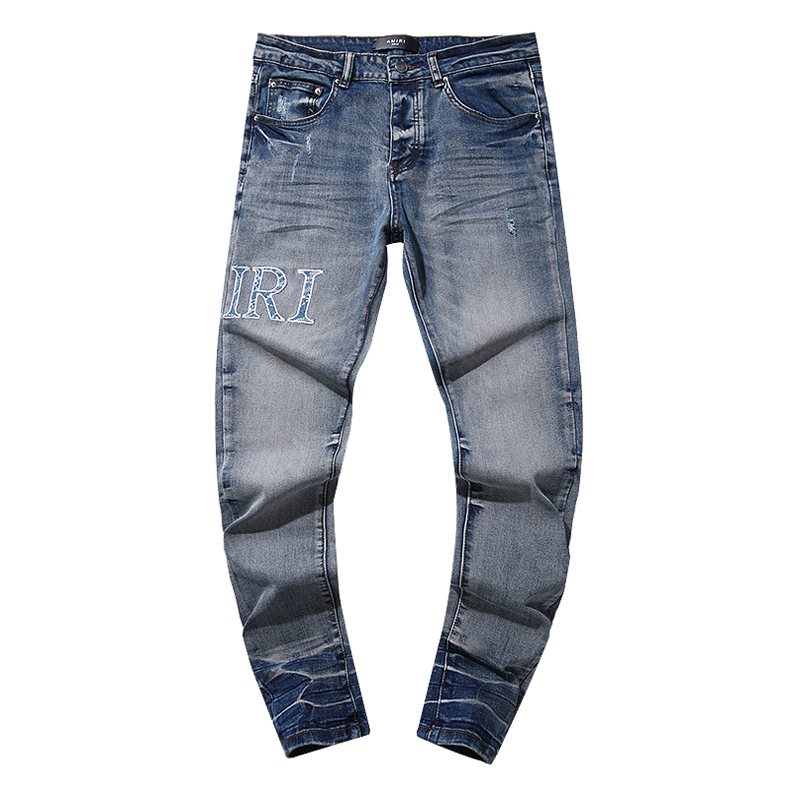 AMIRI Blue Washed Embroidered Jeans