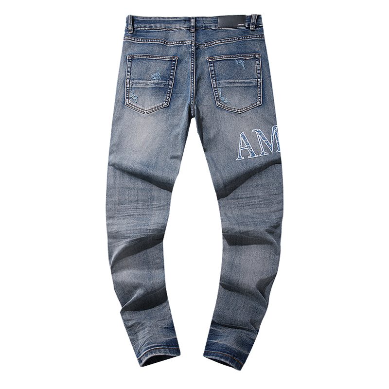 AMIRI Blue Washed Embroidered Jeans