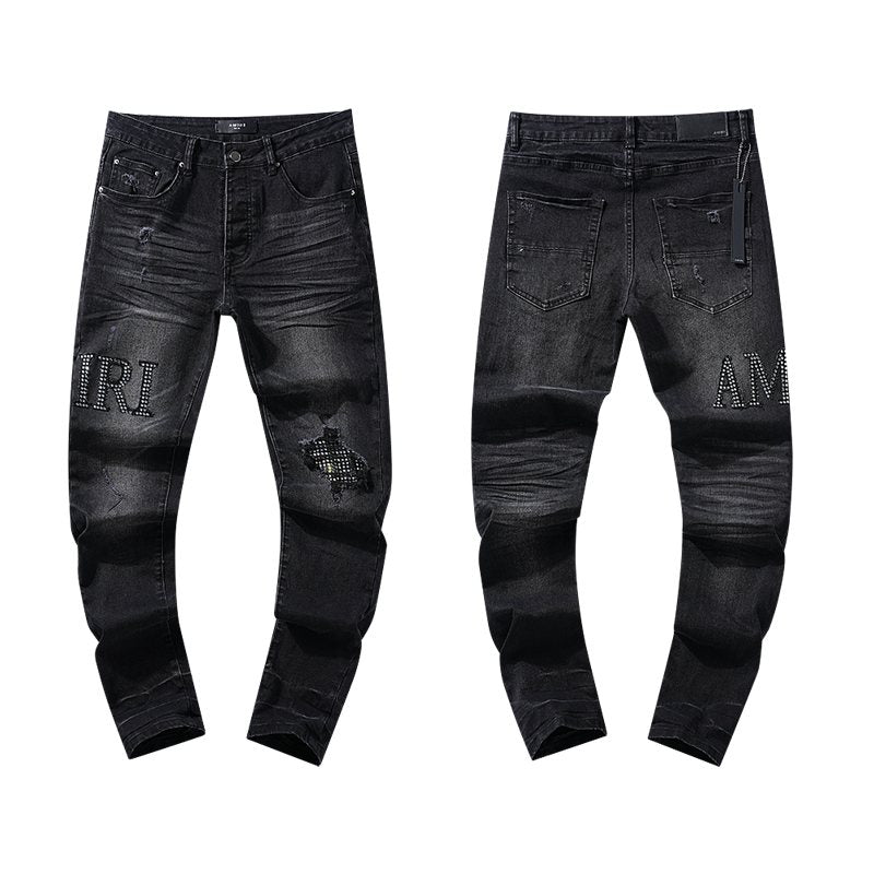 AMIRI Rhinestone Washed Denim Jeans