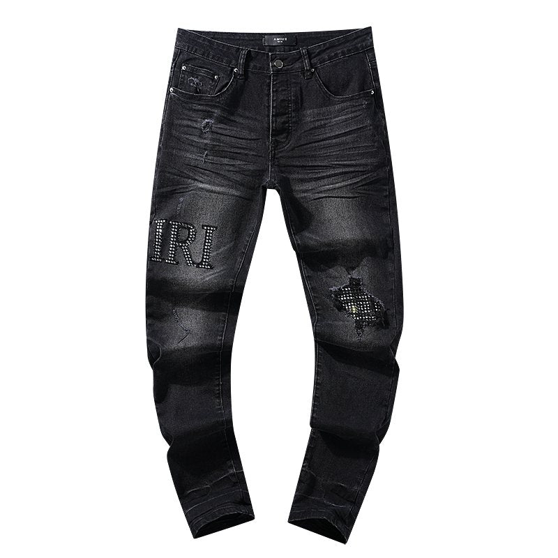 AMIRI Rhinestone Washed Denim Jeans