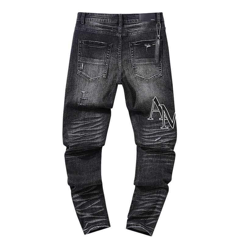 AMIRI Black Distressed Letter Graphic Jeans