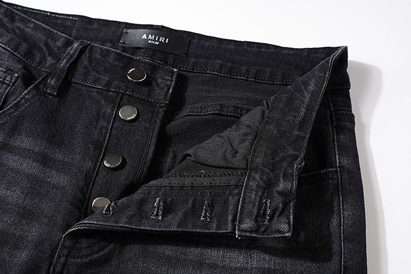 AMIRI Black Washed Distressed Jeans