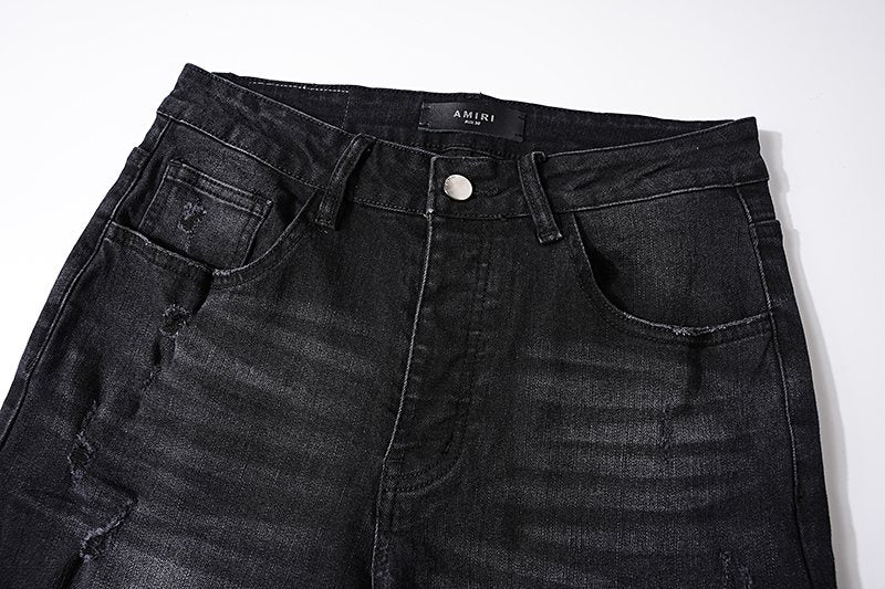 AMIRI Black Washed Distressed Jeans