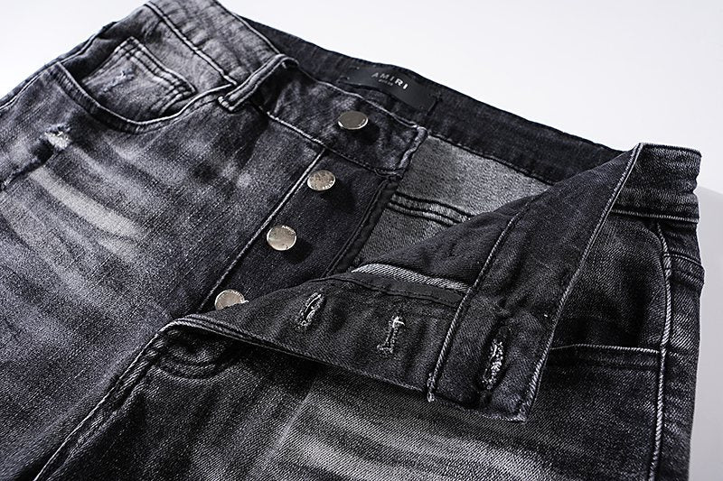 AMIRI Washed Black Distressed Jeans