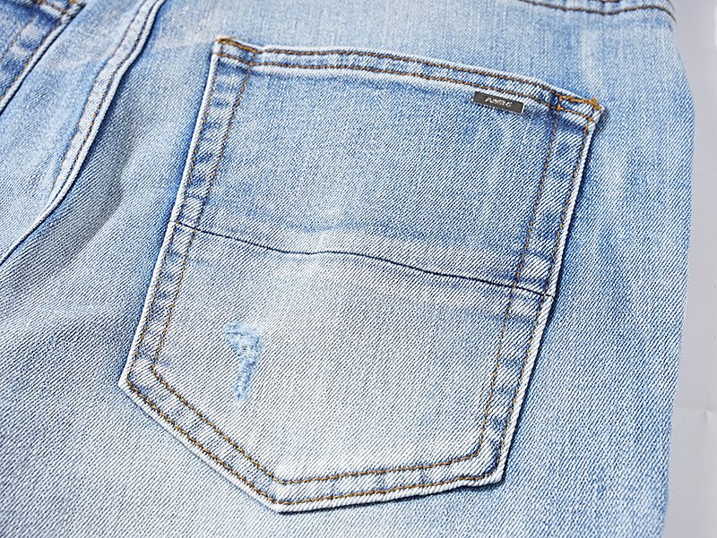 AMIRI Light Blue Distressed Paneled Jeans