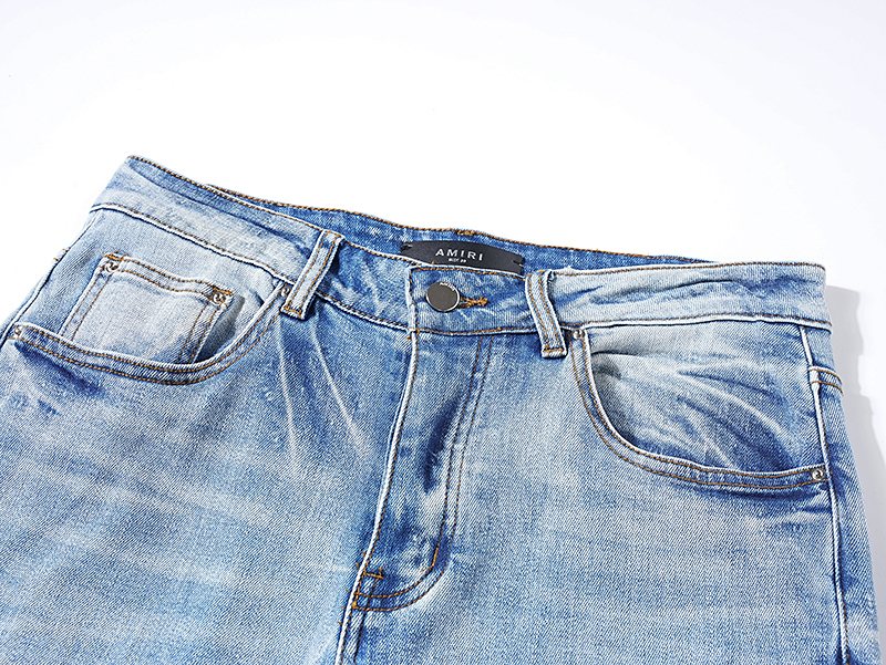 AMIRI Light Blue Distressed Paneled Jeans