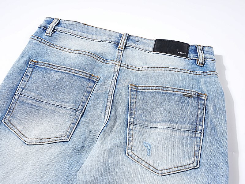 AMIRI Light Blue Distressed Paneled Jeans