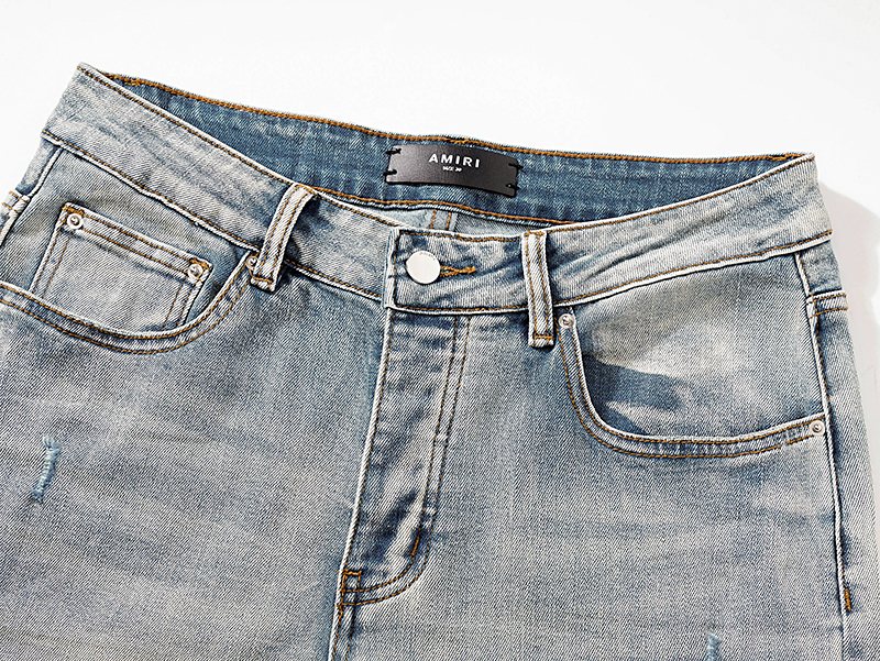 AMIRI Light Blue Distressed Ripped Knee Jeans