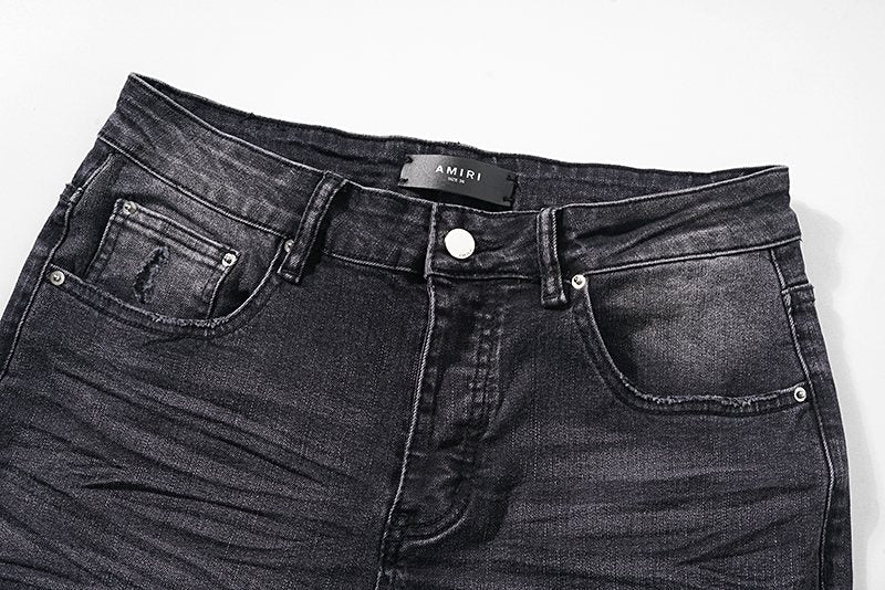 AMIRI Distressed Washed Black Graphic Jeans