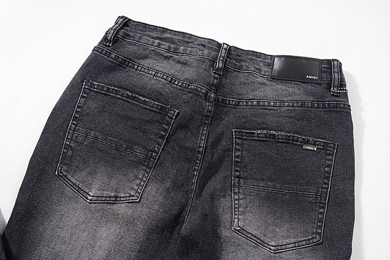 AMIRI Distressed Washed Black Graphic Jeans