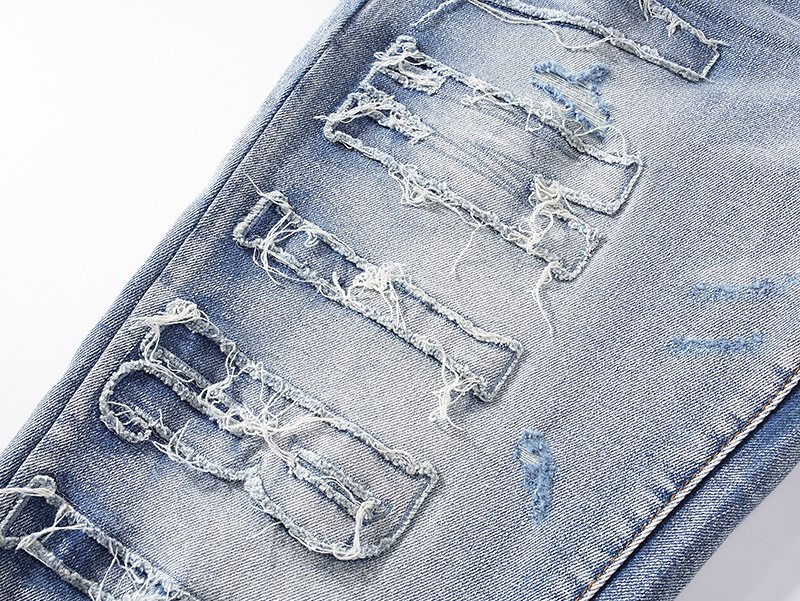 AMIRI Light Blue Distressed Ripped Knee Jeans