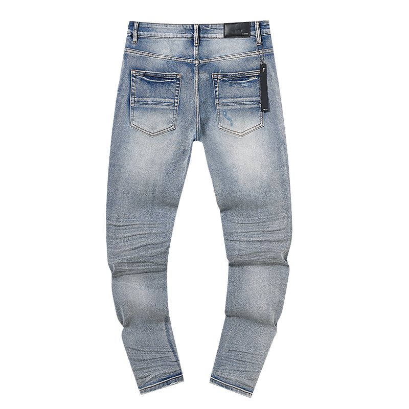 AMIRI Light Blue Distressed Ripped Knee Jeans