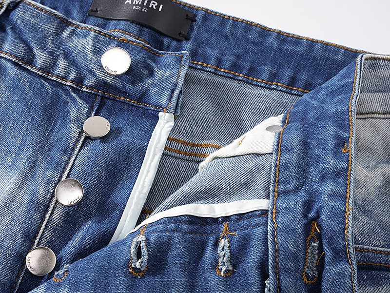 AMIRI Light Blue Distressed Ripped Knee Jeans