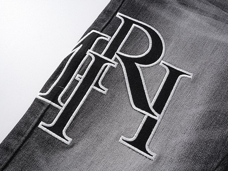 AMIRI Washed Black Embroidered Jeans