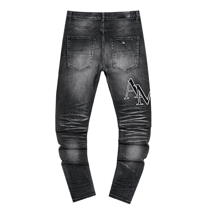 AMIRI Washed Black Embroidered Jeans