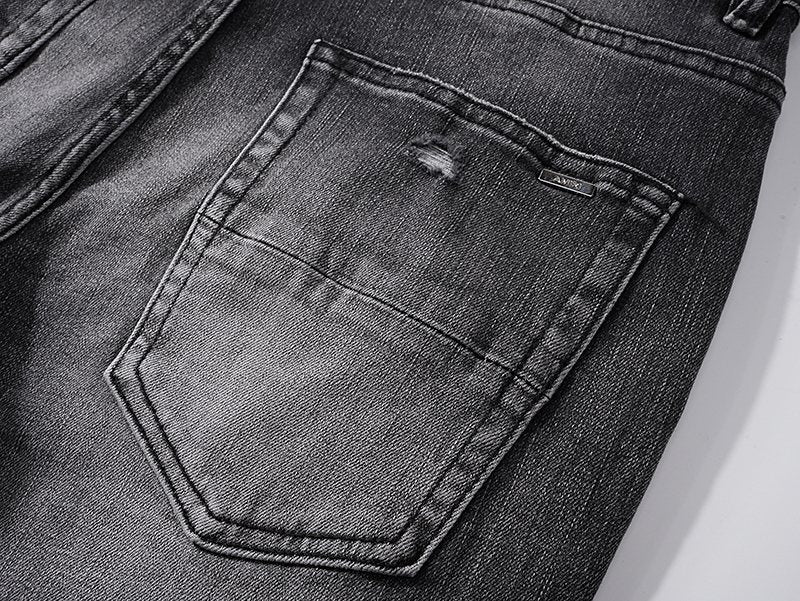 AMIRI Washed Black Embroidered Jeans