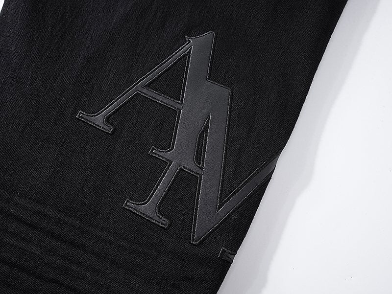 AMIRI Tonal Letter Graphic Black Jeans