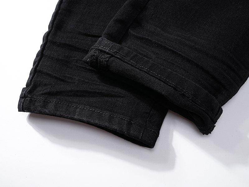 AMIRI Black Distressed Moto Jeans