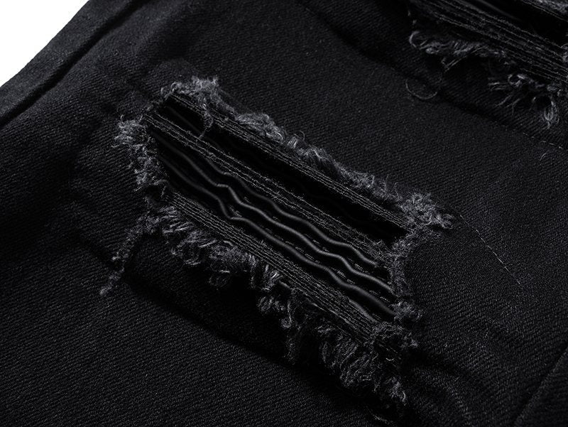 AMIRI Black Distressed Moto Jeans