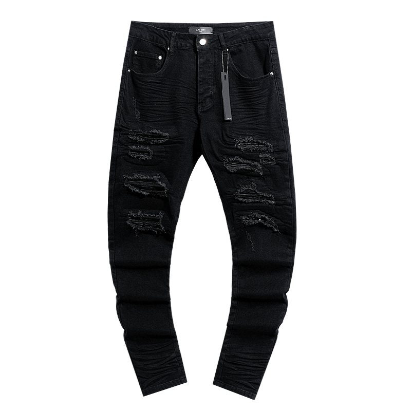AMIRI Black Distressed Moto Jeans
