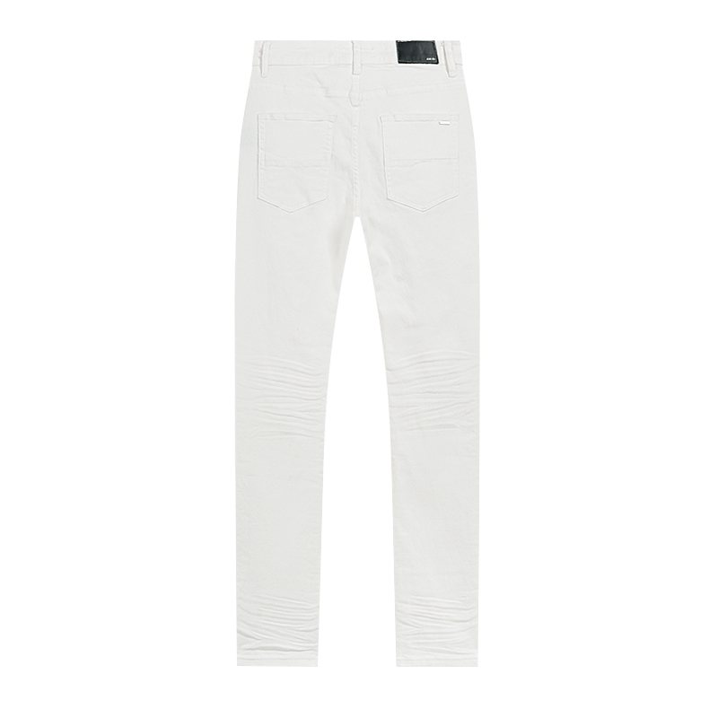 AMIRI White Distressed Moto Jeans