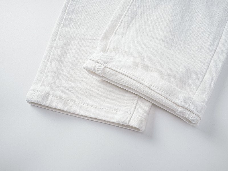 AMIRI White Distressed Ribbed Panel Jeans