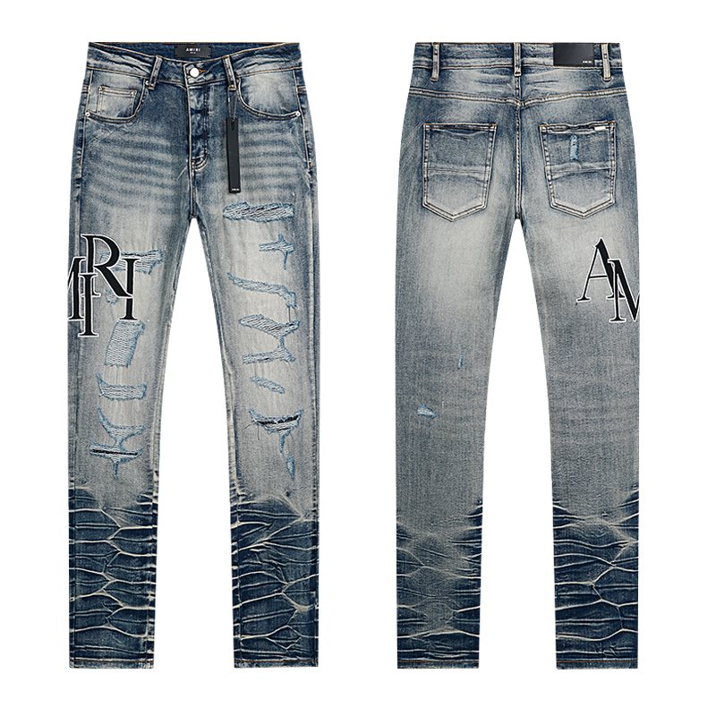 AMIRI Light Blue Embroidered Jeans