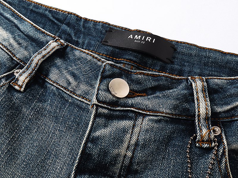 AMIRI Light Blue Distressed Letter Applique Jeans