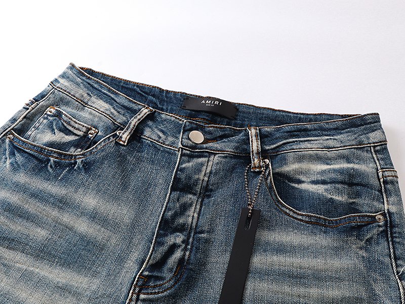 AMIRI Light Blue Distressed Letter Applique Jeans
