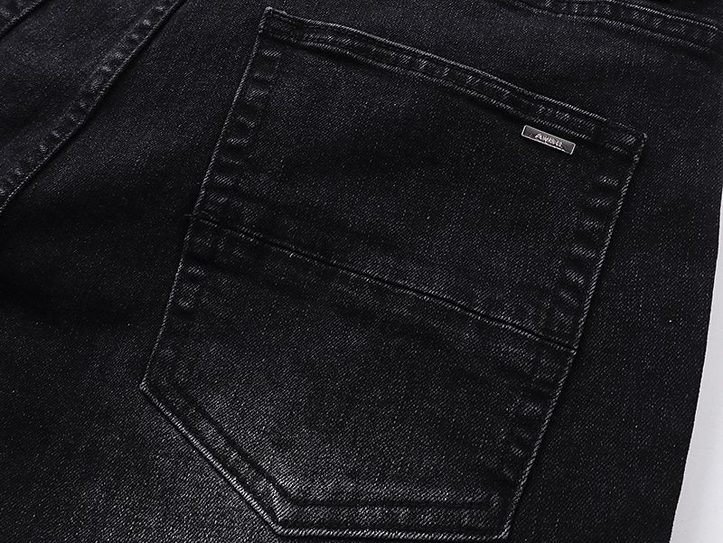 AMIRI Black Rhinestone Distressed Jeans