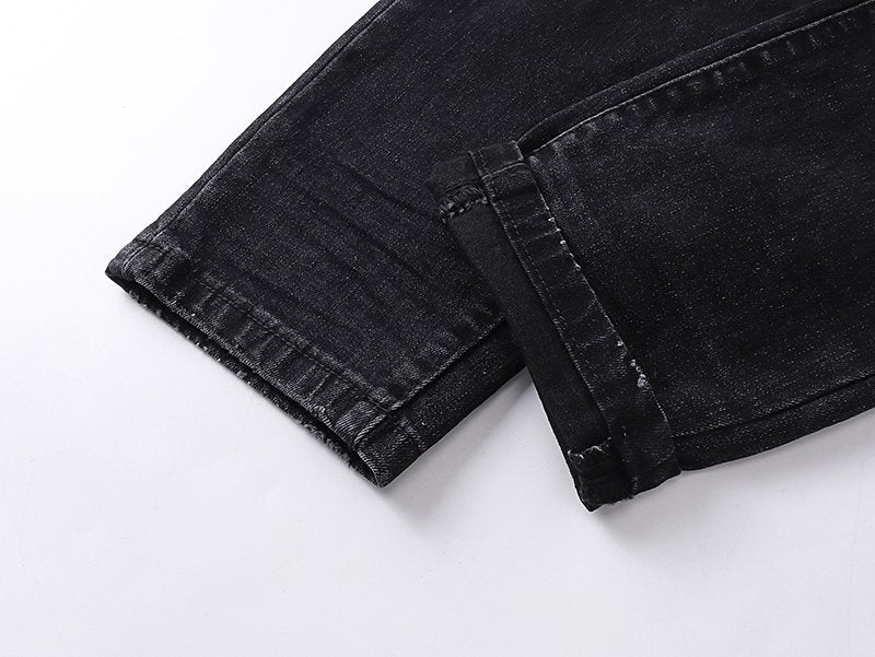 AMIRI Black Rhinestone Distressed Jeans