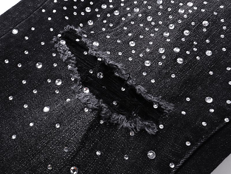 AMIRI Black Rhinestone Distressed Jeans