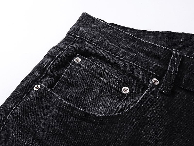 AMIRI Black Rhinestone Distressed Jeans
