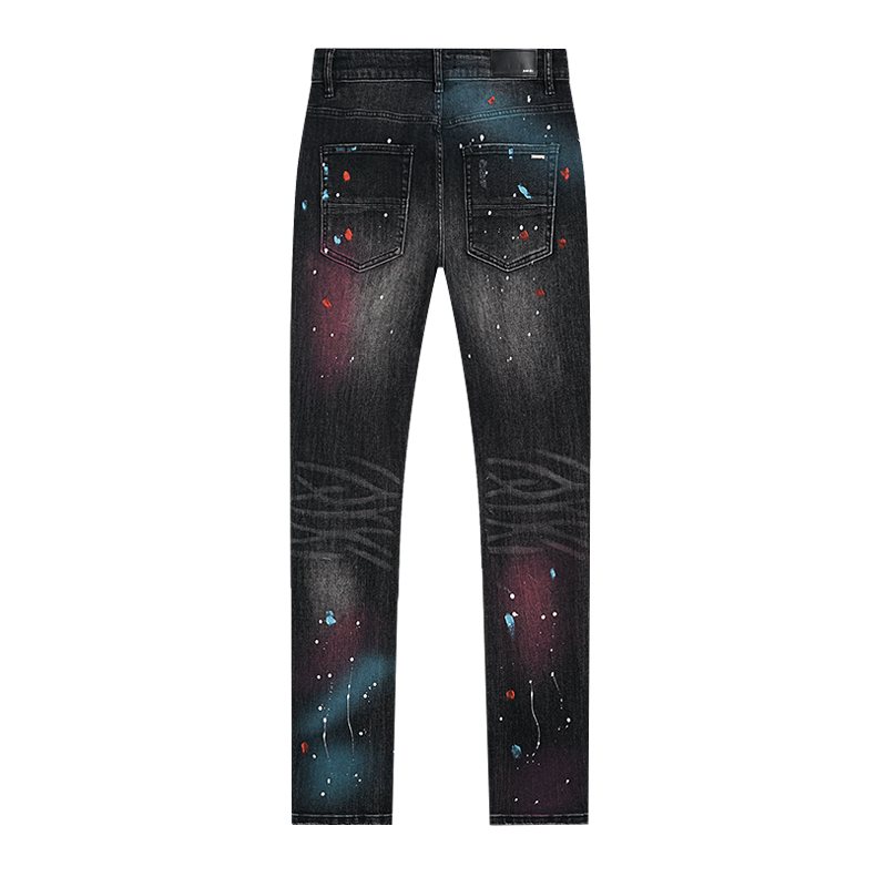 AMIRI Paint Splatter Distressed Black Jeans