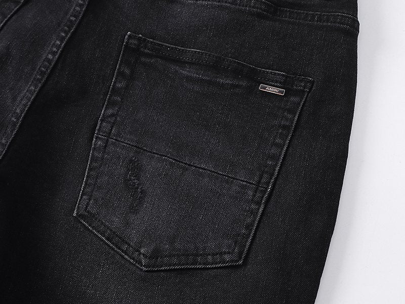 AMIRI Yellow-Backed Distressed Black Jeans