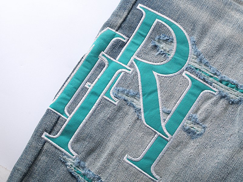 AMIRI Turquoise Embroidered Light Blue Jeans