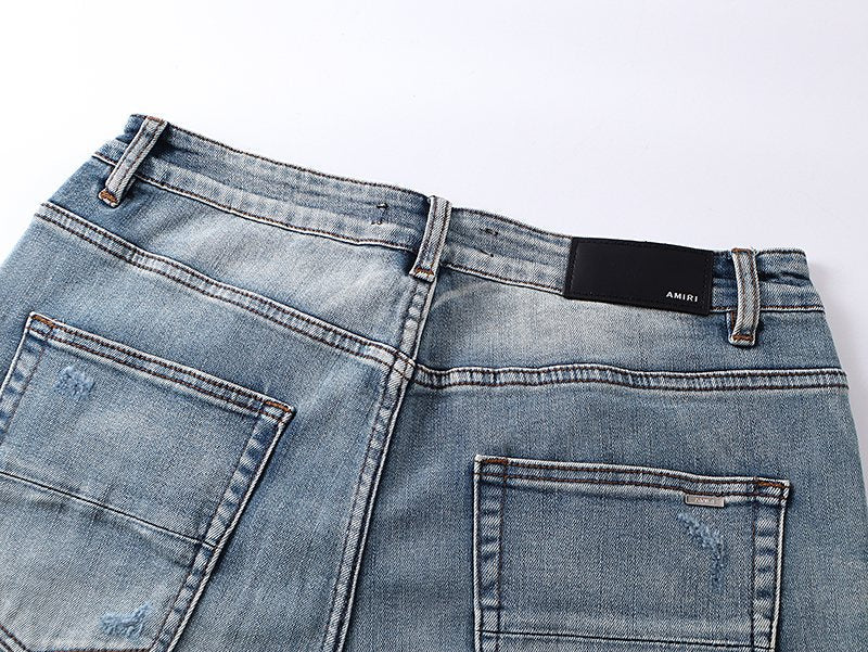 AMIRI Turquoise Embroidered Light Blue Jeans
