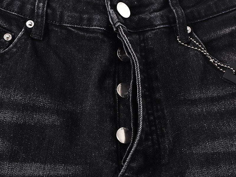 AMIRI Hollywood Lettering Distressed Jeans in Black