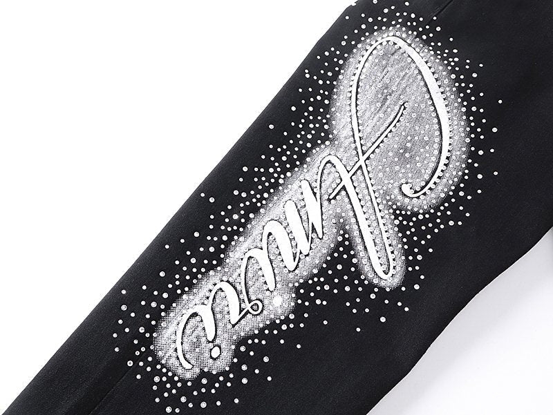 AMIRI Rhinestone-Style Side Graphic Black Jeans