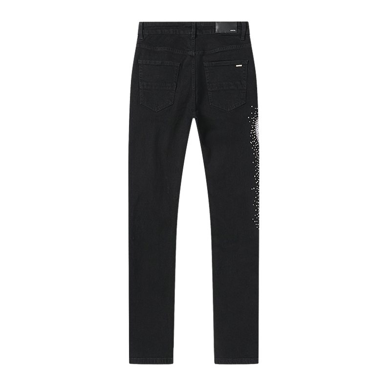 AMIRI Rhinestone-Style Side Graphic Black Jeans