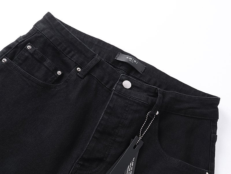 AMIRI Rhinestone-Style Side Graphic Black Jeans
