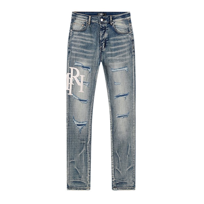 AMIRI Light Blue Distressed Appliqué Jeans