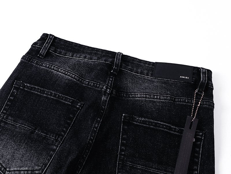 AMIRI Black Floral Distressed Jeans