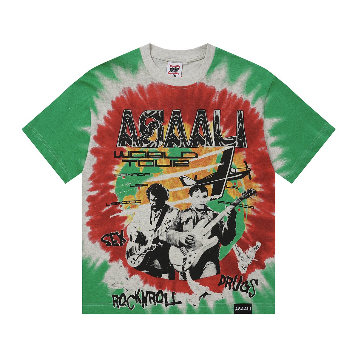 ASAALL Green Tie-Dye World Tour Graphic T-Shirt