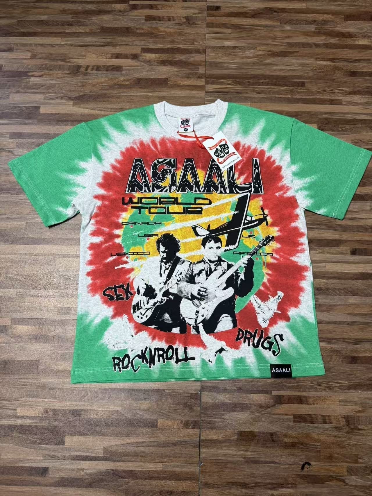 ASAALL Green Tie-Dye World Tour Graphic T-Shirt