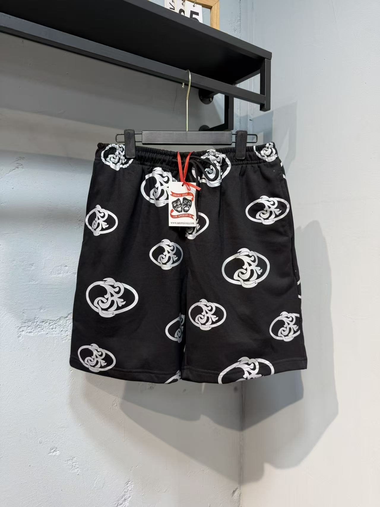 ASAALL Graphic Print Shorts - Black